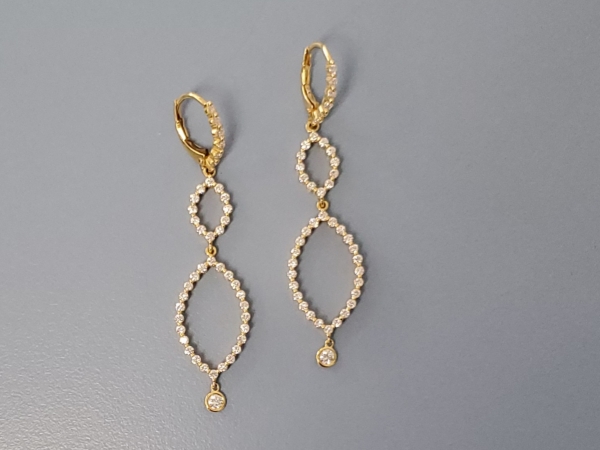 18k Gold and Diamond Drop Earrings by Norman Covan